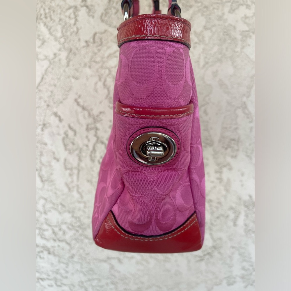 Coach Fuchsia Signature Shoulder Bag - Picture 9 of 16